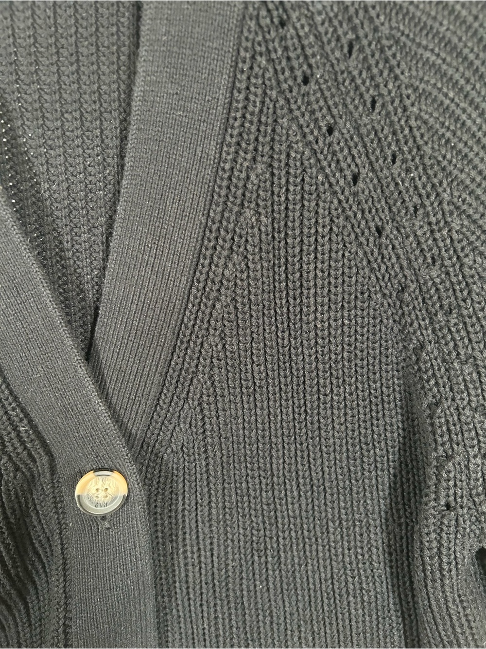 GAP Black Rib-Knit Cardigan with Button Front - Picture 3 of 7